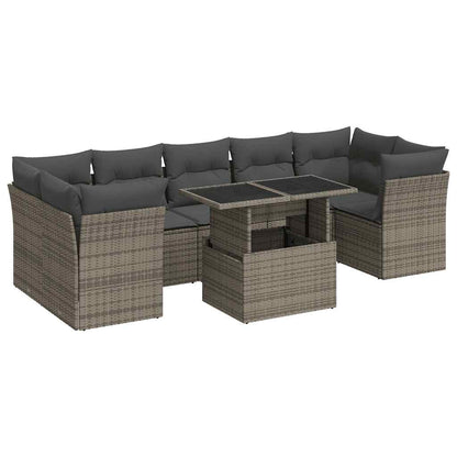 Set Divano da Giardino 8 pz con Cuscini Grigio in Polyrattan - homemem39