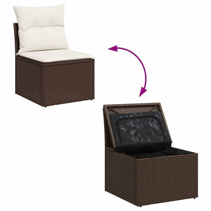 Set Divani da Giardino 9pz con Cuscini Marrone in Polyrattan | homemem39