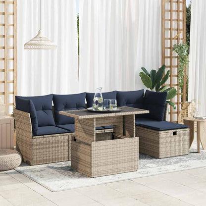 Set Divano da Giardino 6pz con Cuscini Grigio Polyrattan Acacia | homemem39