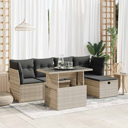 Set Divano da Giardino 6pz con Cuscini Grigio Chiaro Polyrattan - homemem39