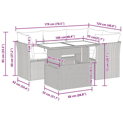 Set Divani da Giardino 5 pz con Cuscini in Polyrattan Nero | homemem39