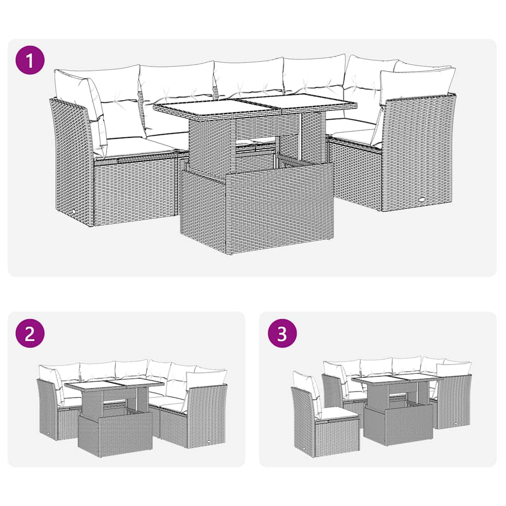 Set Divano da Giardino 6pz con Cuscini Grigio Chiaro Polyrattan | homemem39