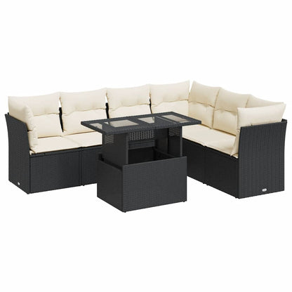 Set Divani da Giardino con Cuscini 7pz Nero Polyrattan - homemem39