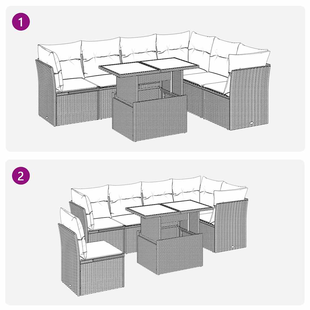 Set Divani da Giardino con Cuscini 7pz Nero Polyrattan | homemem39