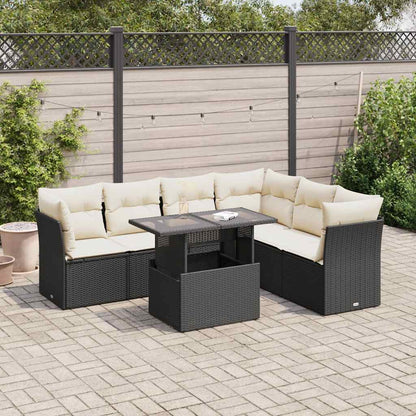 Set Divani da Giardino con Cuscini 7pz Nero Polyrattan - homemem39