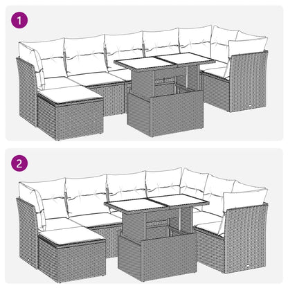 Set Divani da Giardino con Cuscini 8 pz Nero in Polyrattan | homemem39