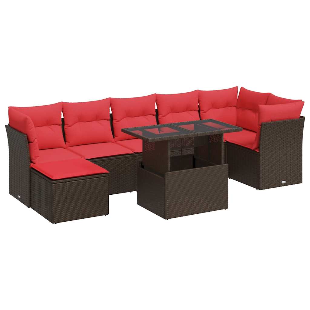 Set Divani Giardino 8 pz con Cuscini Marrone Polyrattan Acacia