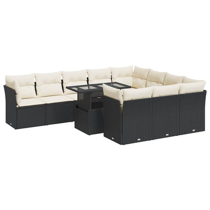 Set Divani da Giardino 11 pz con Cuscini in Polyrattan Nero | homemem39