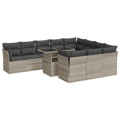 Set Divani da Giardino 11 pz con Cuscini in Polyrattan Grigio - homemem39
