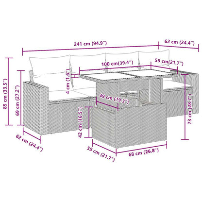 Set Divani da Giardino 5 pz con Cuscini in Polyrattan Nero | homemem39