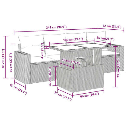 Set Divano da Giardino 5 pz con Cuscini Grigio in Polyrattan | homemem39