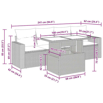 Set Divano da Giardino 5pz con Cuscini Grigio Chiaro Polyrattan | homemem39