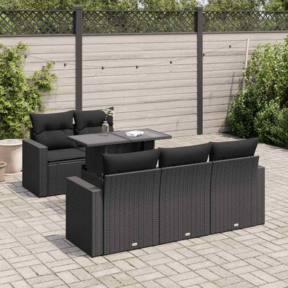 Set Divano da Giardino 6 pz con Cuscini Nero in Polyrattan - homemem39