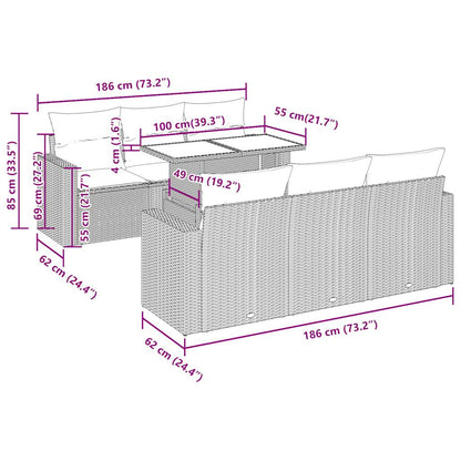 Set Divani da Giardino con Cuscini 7pz Nero Polyrattan | homemem39