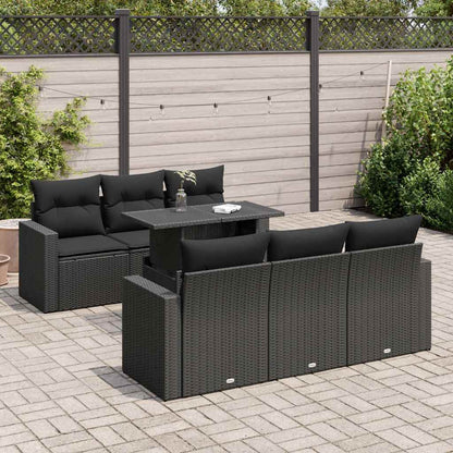 Set Divani da Giardino con Cuscini 7pz Nero Polyrattan | homemem39