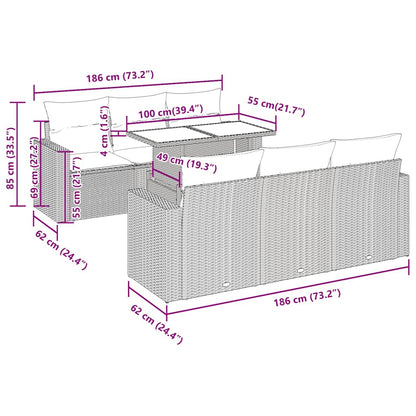 Set Divani da Giardino 7 pz con Cuscini Grigio in Polyrattan | homemem39