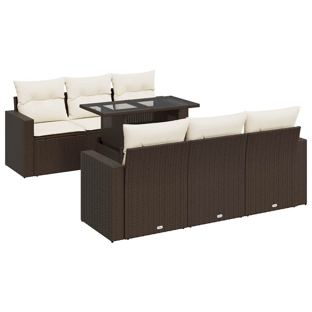 Set Divani da Giardino 7 pz con Cuscini Marrone in Polyrattan - homemem39