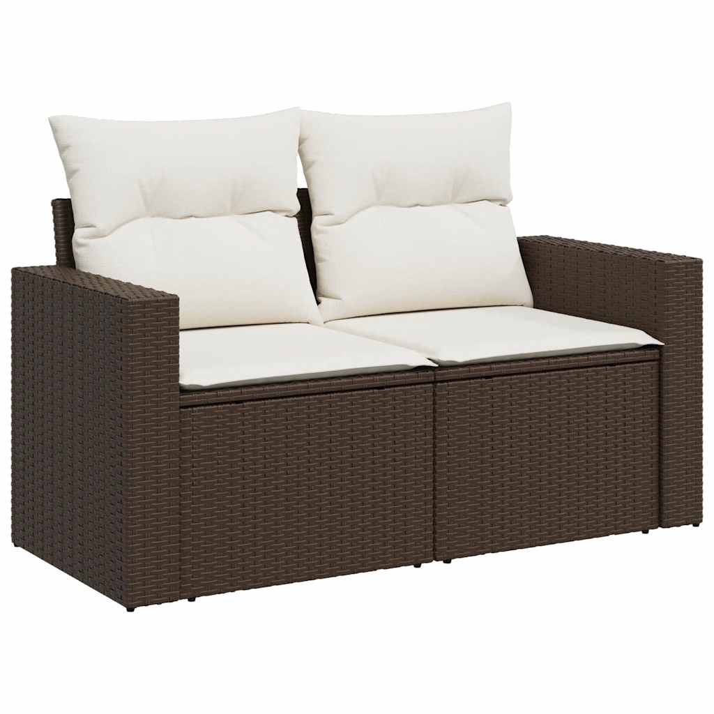 Set Divani da Giardino 7 pz con Cuscini Marrone in Polyrattan - homemem39