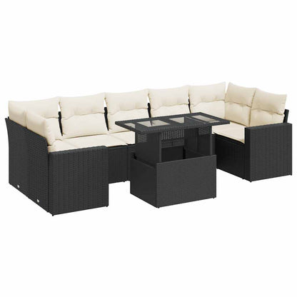 Set Divani da Giardino con Cuscini 8 pz Nero in Polyrattan | homemem39
