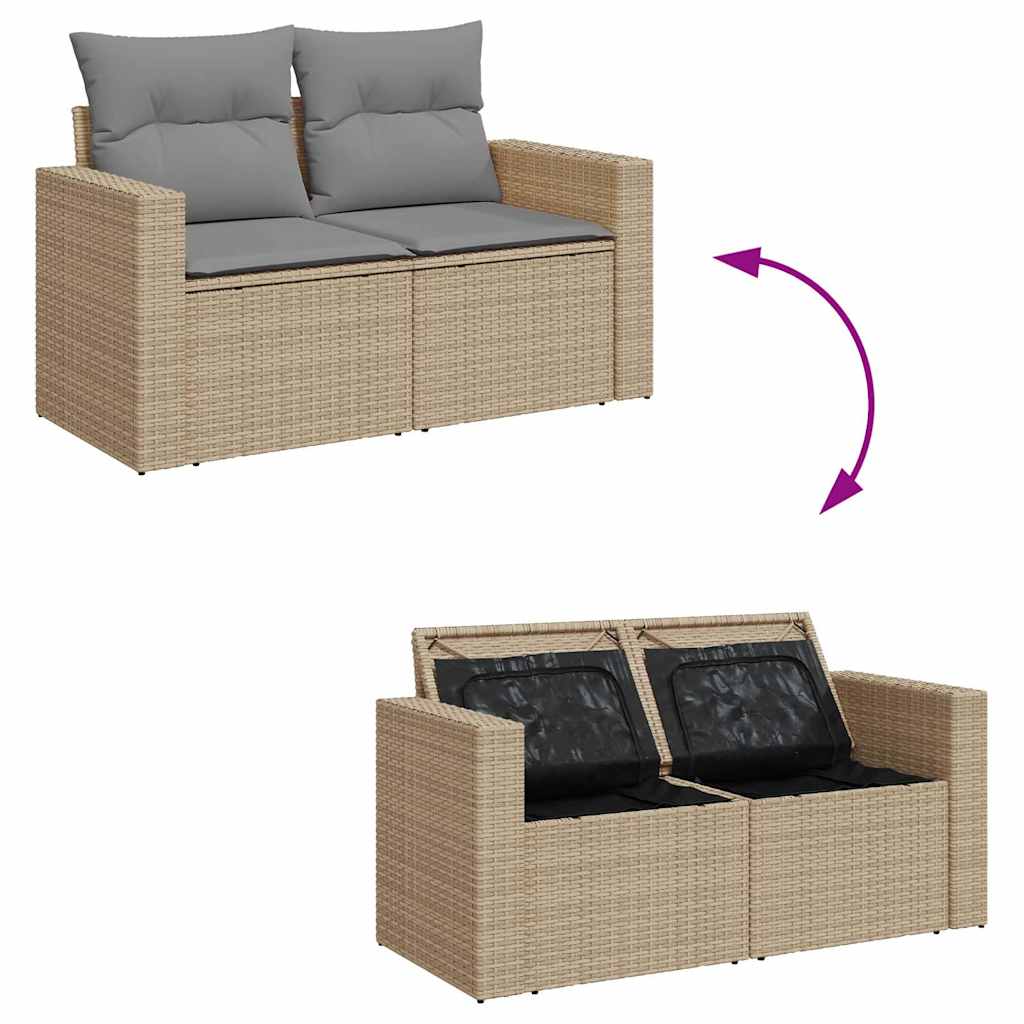 Set Divano da Giardino 8 pz con Cuscini Beige in Polyrattan - homemem39
