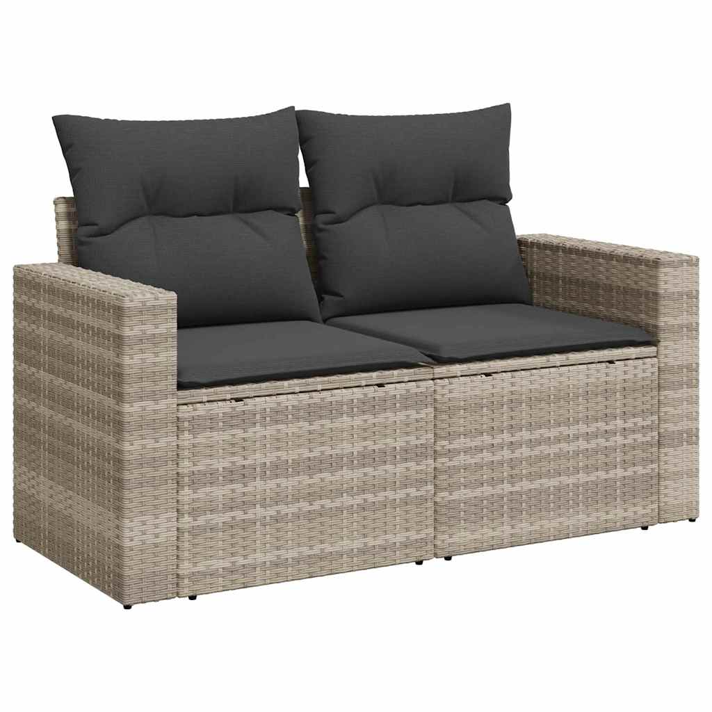 Set Divano da Giardino 8pz con Cuscini Grigio Chiaro Polyrattan | homemem39