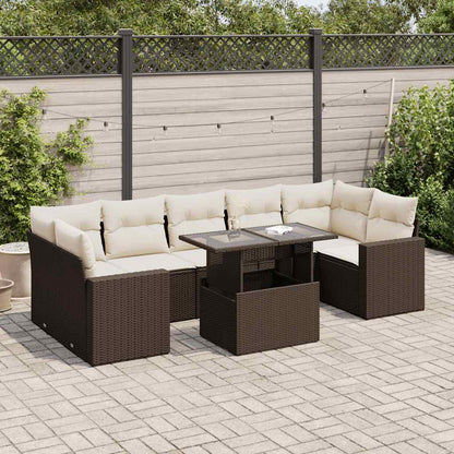 Set Divani da Giardino 8 pz con Cuscini Marrone in Polyrattan - homemem39