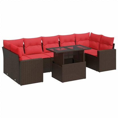 Set Divani Giardino 8 pz con Cuscini Marrone Polyrattan Acacia