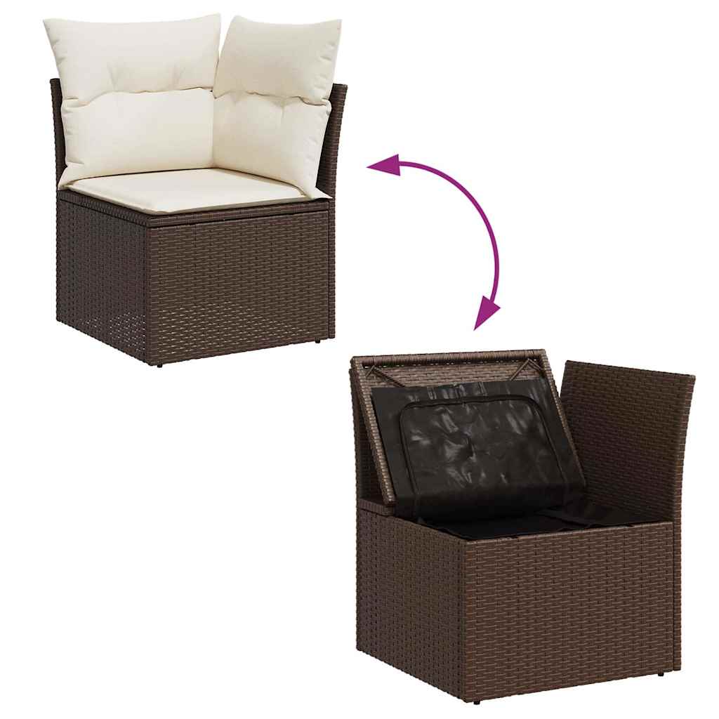 Set Divano da Giardino 5 pz con Cuscini Marrone in Polyrattan - homemem39