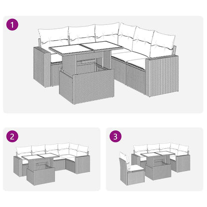 Set Divano da Giardino 6pz con Cuscini Grigio Polyrattan Acacia | homemem39