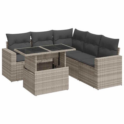 Set Divano da Giardino 6pz con Cuscini Grigio Chiaro Polyrattan - homemem39