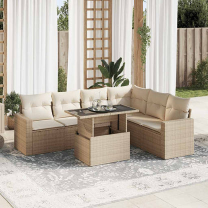 Set Divani da Giardino 7 pz con Cuscini in Polyrattan