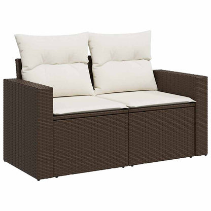 Set Divani da Giardino 7 pz con Cuscini Marrone in Polyrattan - homemem39