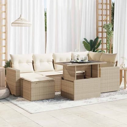 Set Divani da Giardino 7 pz con Cuscini in Polyrattan
