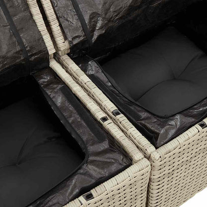 Set Divani da Giardino 7pz con Cuscini Grigio Chiaro Polyrattan