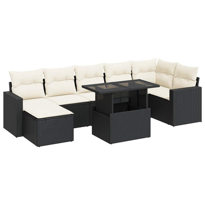 Set Divani da Giardino con Cuscini 8 pz Nero in Polyrattan | homemem39