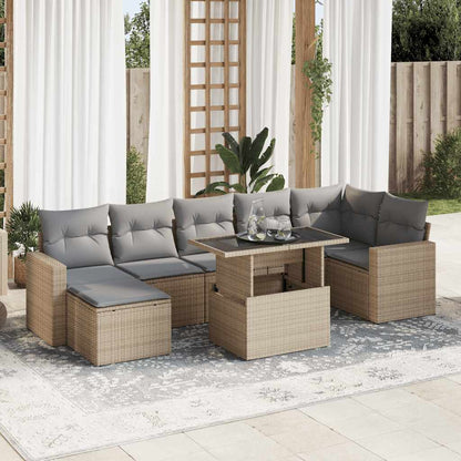 Set Divano da Giardino 8 pz con Cuscini Grigio in Polyrattan