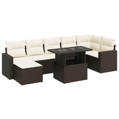 Set Divani da Giardino 8 pz con Cuscini Marrone in Polyrattan - homemem39