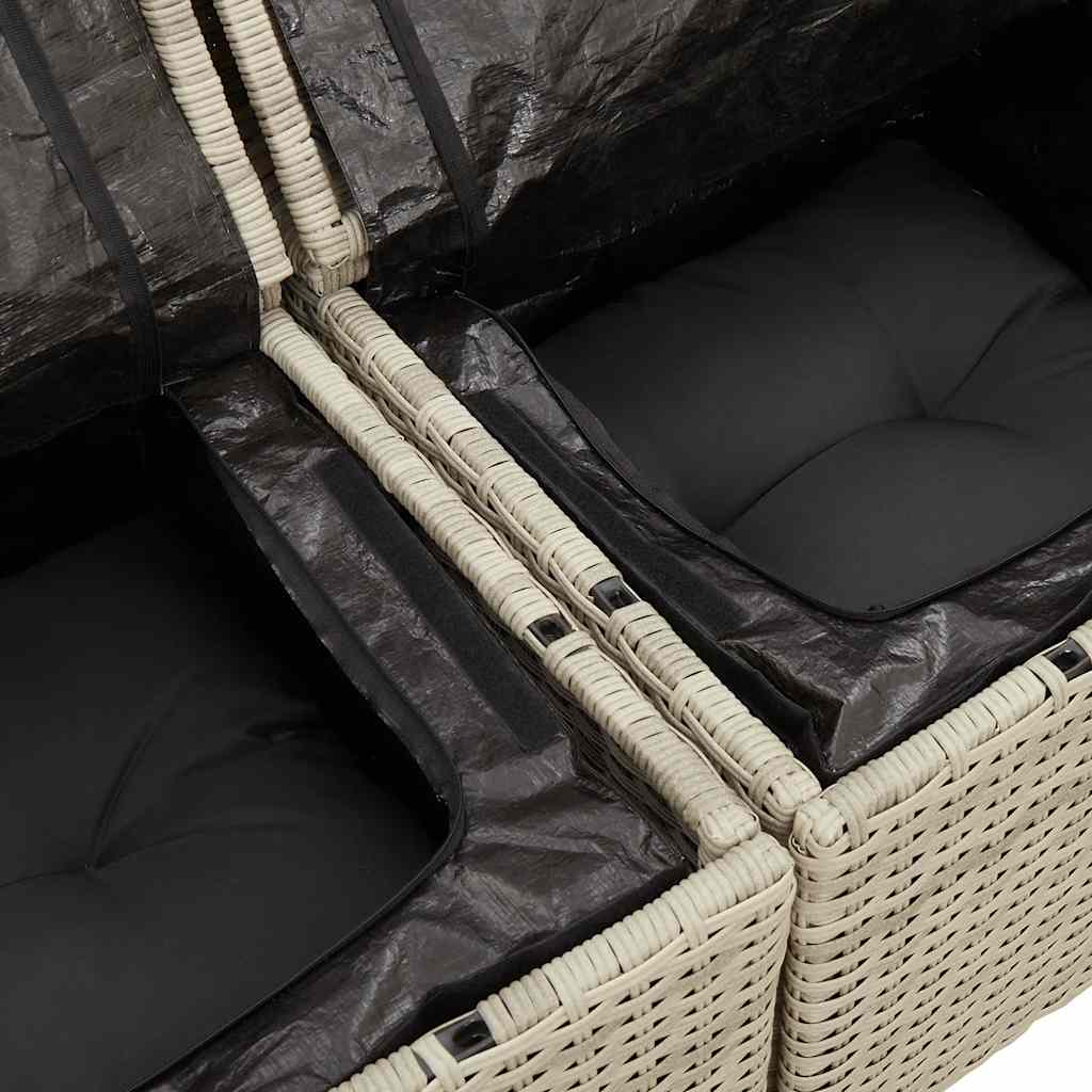 Set Divano da Giardino 9pz con Cuscini Grigio Chiaro Polyrattan