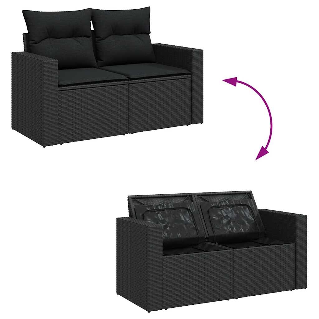 Set Divani da Giardino 10pz con Cuscini in Polyrattan Nero | homemem39
