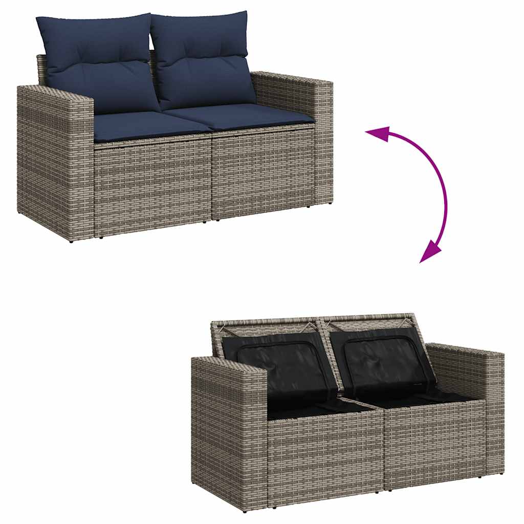 Divano Giardino 10 pz con Cuscini Grigio in Polyrattan Acacia | homemem39