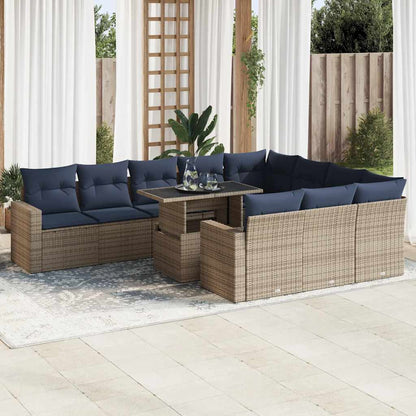 Set Divani da Giardino 11 pz con Cuscini Grigio