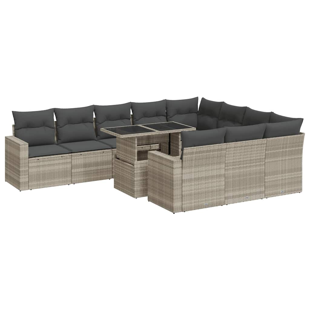 Set Divani da Giardino 11 pz con Cuscini in Polyrattan Grigio | homemem39