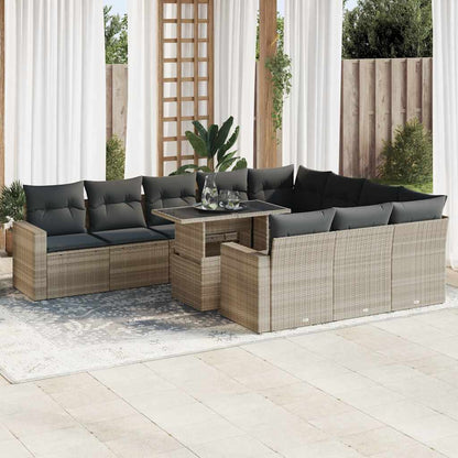 Set Divani da Giardino 11 pz con Cuscini in Polyrattan Grigio - homemem39