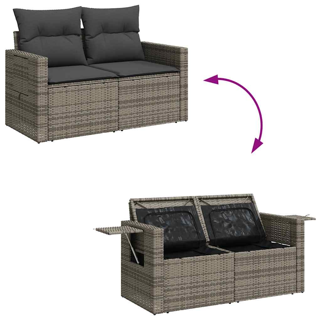 Set Divano da Giardino 5 pz con Cuscini Grigio in Polyrattan - homemem39