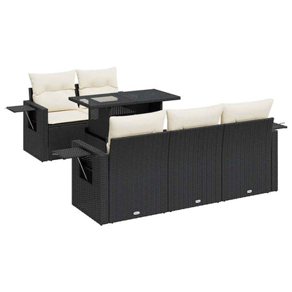 Set Divano da Giardino 6 pz con Cuscini Nero in Polyrattan - homemem39