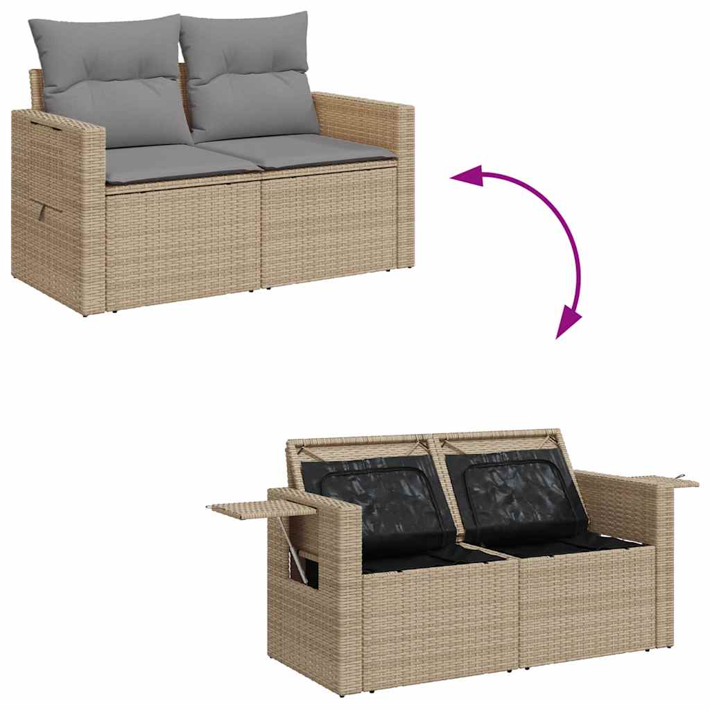 Set Divano da Giardino 6 pz con Cuscini Beige in Polyrattan - homemem39