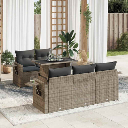 Set Divano da Giardino 6 pz con Cuscini Grigio in Polyrattan | homemem39