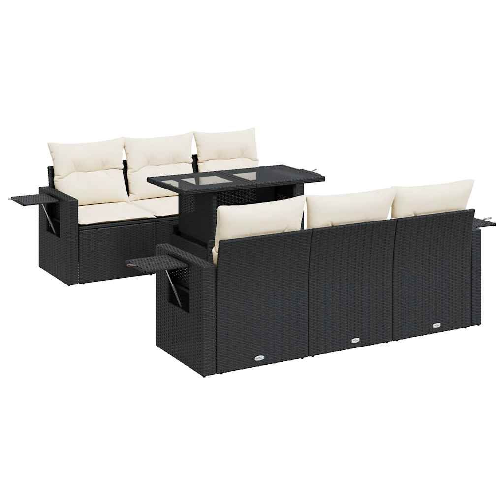 Set Divani da Giardino con Cuscini 7pz Nero Polyrattan | homemem39