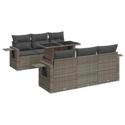 Set Divani da Giardino 7 pz con Cuscini Grigio in Polyrattan | homemem39