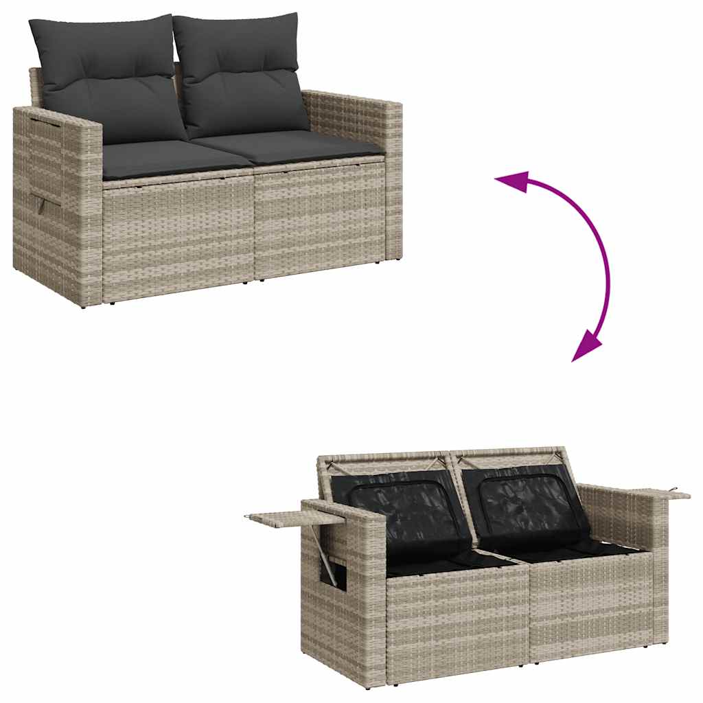 Set Divani da Giardino 7pz con Cuscini Grigio Chiaro Polyrattan | homemem39